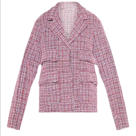 Pretty Little Thing Red Tartan Boucle Button Down Jacket and Mini Skirt Set - Picture 5 of 13